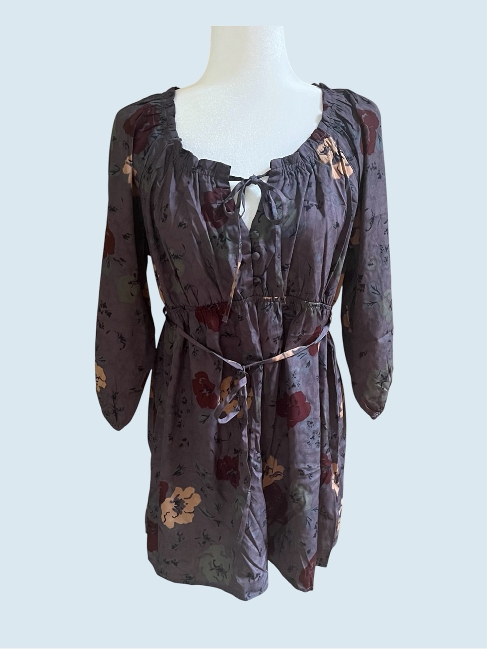 Motherhood Maternity Boho Floral Smocked Neck Tunic
